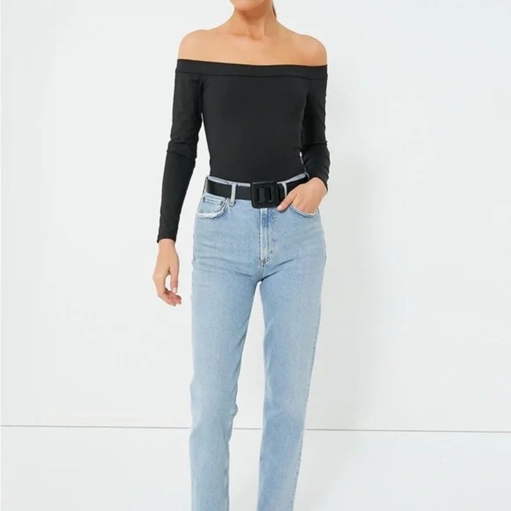 Tuckernuck Black Long Sleeve Laila Top Size XL Off the Shoulder Stretch NWOT